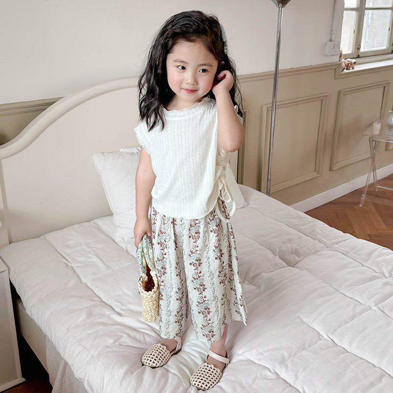 Girls' tank top set - new  korean style, chic, lightweight, breathable, casual two-piece outfit