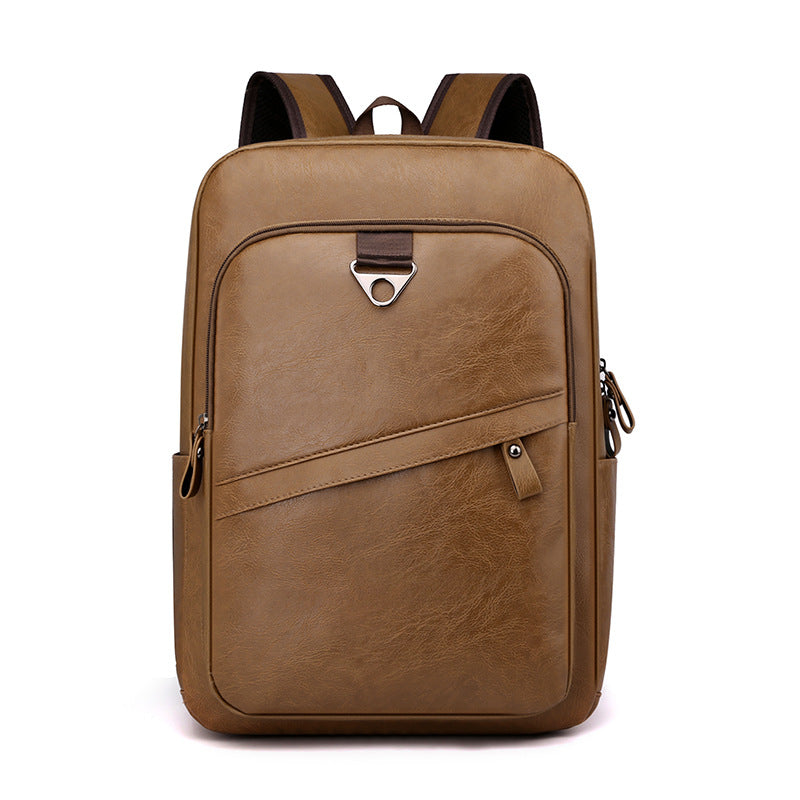 Cross-border wholesale backpack men's simple casual business laptop bag PU leather travel backpack