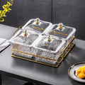 [transparent 4-compartment fruit plate with lid] + iron frame, thickened plastic