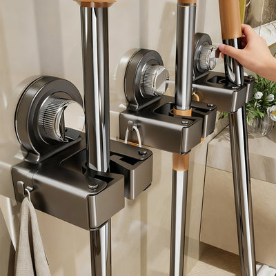 Punch-free suction cup mop holder mop wall hanging clip broom hook punch-free bathroom bathroom door rear storage rack