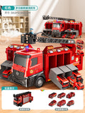 Sam's club style - water-spraying [multi-function racing fire truck] with 6 die-cast cars (premium gift box)