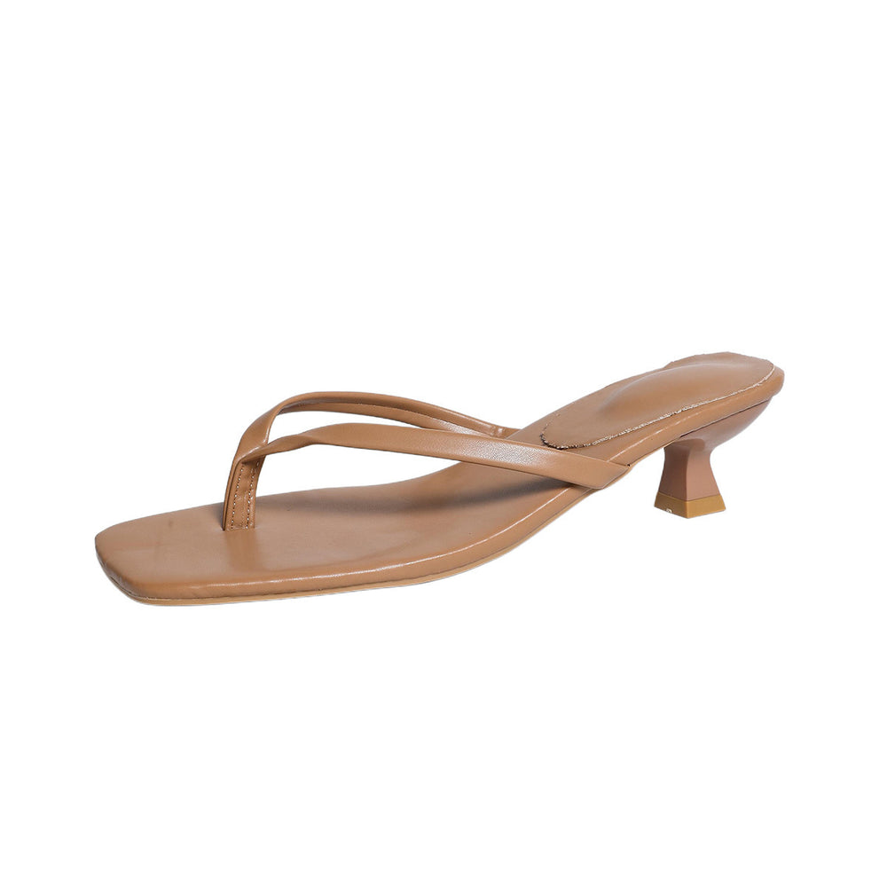 Women's fashion flip-flops for export (us/eu): 2026 summer new arrivals - fairycore square toe stiletto heel sandals