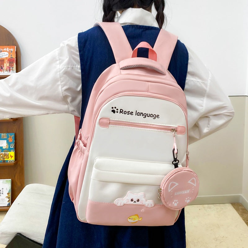 New student schoolbag college style large-capacity schoolbag female Korean version simple primary and secondary school students three-piece backpack