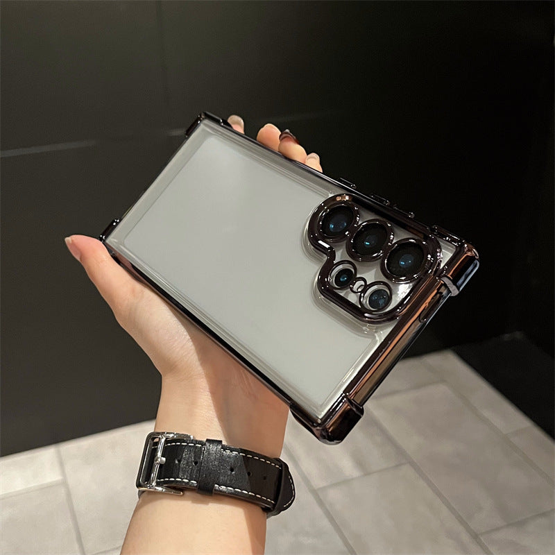 Suitable for samsung s26ultra mobile phone case a56 with lens film electroplated four-corner airbag all-inclusive anti-fall tpu soft shell