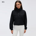 Women's outdoor hooded water-resistant jacket - short, versatile, loose fit, quick-drying, breathable, zip-up sports jacket d26036