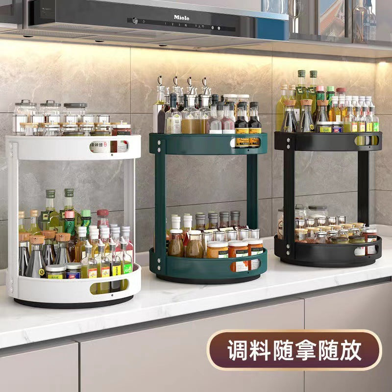 New rotating multi-functional corner shelf for kitchen spices, living room countertops, bathroom makeup storage - medium to tall