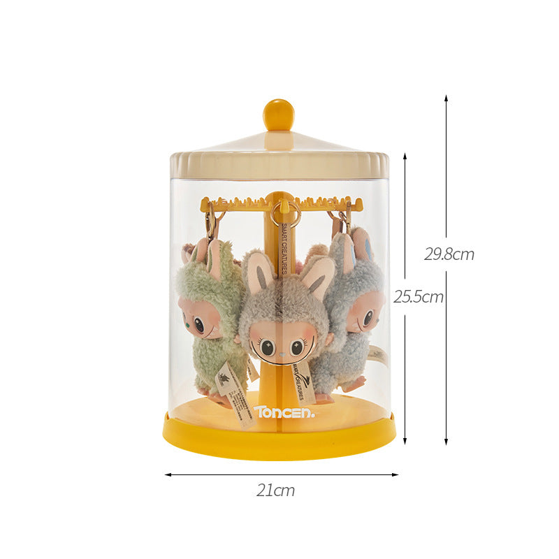 Labubu display box rotating transparent stackable plush doll figure rabub pendant blind box display