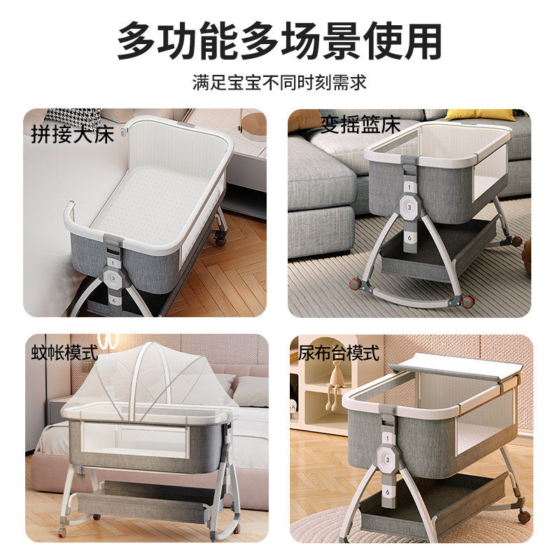 Baby crib - portable, foldable, multi-functional bassinet - newborn & toddler convertible bed