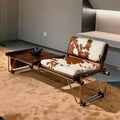 Italian living room book and newspaper chair balcony single sofa casual chair bauhaus style cow leather bench cow chair