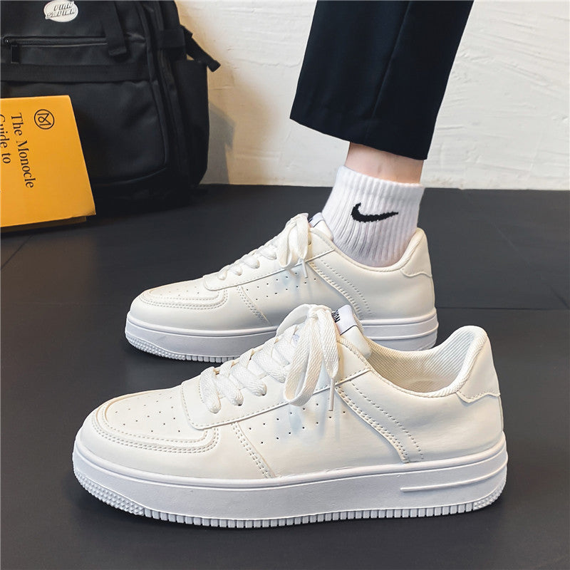 Men's skate shoes - spring 2026 new collection: breathable, athletic, casual mesh sneakers for teens - trendy, versatile, solid color white sneakers for men