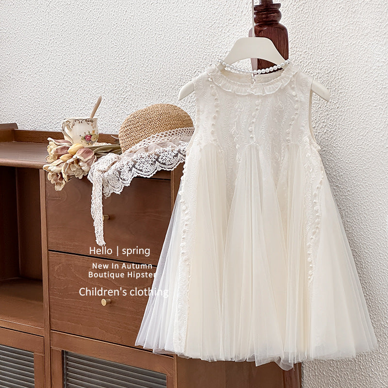 Girls' tank top fashionable princess dress - trendy sleeveless sundress for kids, perfect for summer  birthday parties