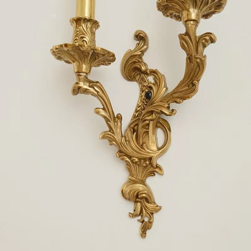 Vintage candle lamp French full copper wall lamp Living room Dining room Bedroom aisle Atmospheric luxury villa lamp wall lamp