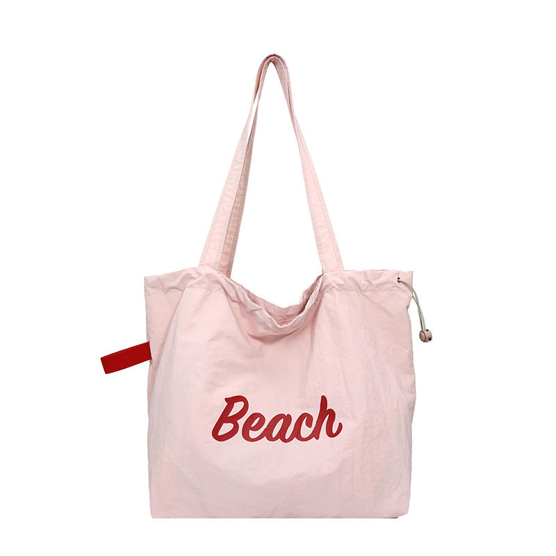 2026 spring korean style cute shoulder bag women's letter print canvas tote bag large capacity trendy casual