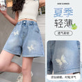 Girl denim shortssummer thin outwear youth summer wear k-stylefashionable foreign style hot diamond summer kids pants
