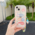Bear and rabbit compatible iphone 16 case, ip14 pro bracelet, apple 17 girl's style pendant