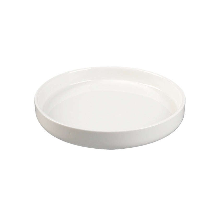 Scandinaviancasual creative ceramic tableware ceramic soup plate for home pure white high-looking fruit salad plate with side plate