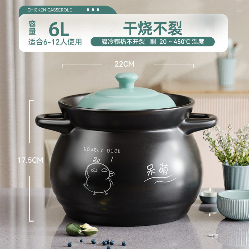 Casserole for home high temperature resistant dry burning without cracking soup stew ceramic small casserole gas stove special soup pot