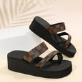 2024 korean style spring/summer new fashion plaid flip-flops, thick-soled beach sandals, women's slippers