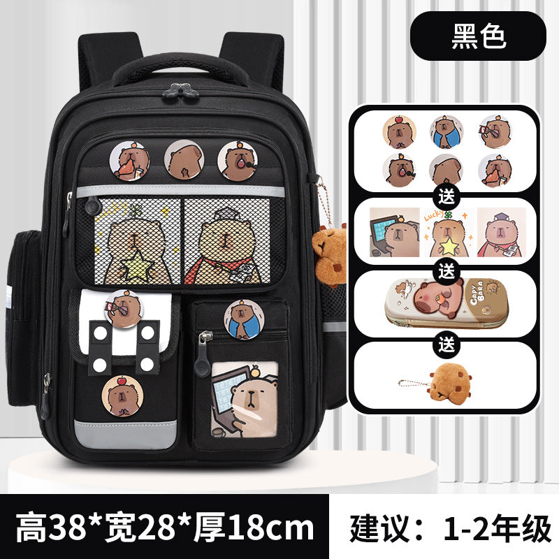 Kapibara new primary school bag, men's and women's 1-3-6 grades, light spine protection, large-capacity children's backpack