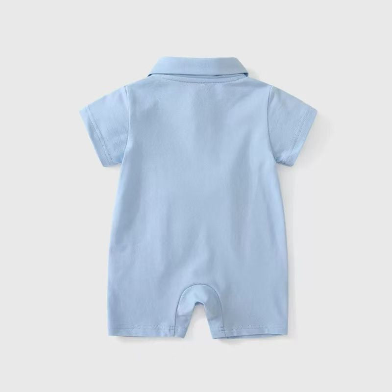 Summer lightweight chic baby boy short-sleeve romper outfit - summer wear for newborns and infants, perfect for outdoor adventures