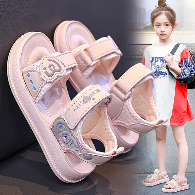 Girls' sandals: new  summer collection - soft sole, fashionable princess beach sandals for girls, anti-slip slides, baby shoes