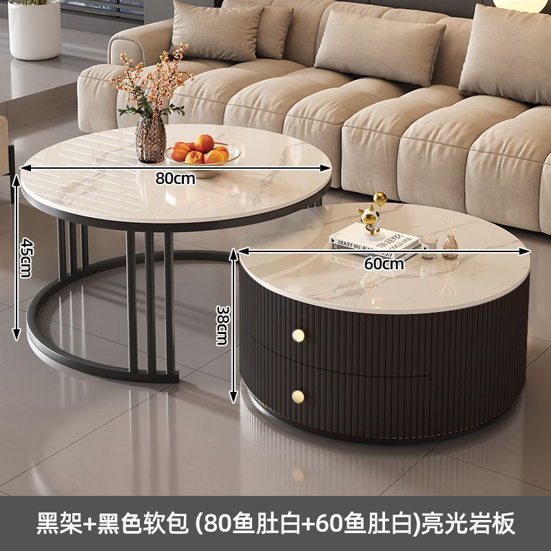 Rock slab coffee table modern casual solid wood round small apartment coffee table living room accessible luxuryfor home normcore folding marble