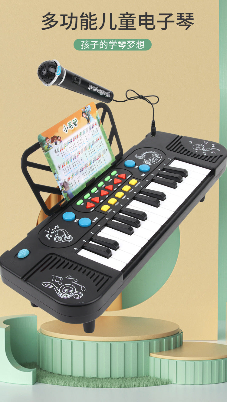 Children's 25-key electronic keyboard with microphone - beginner's piano, multifunctional musical toy for toddlers