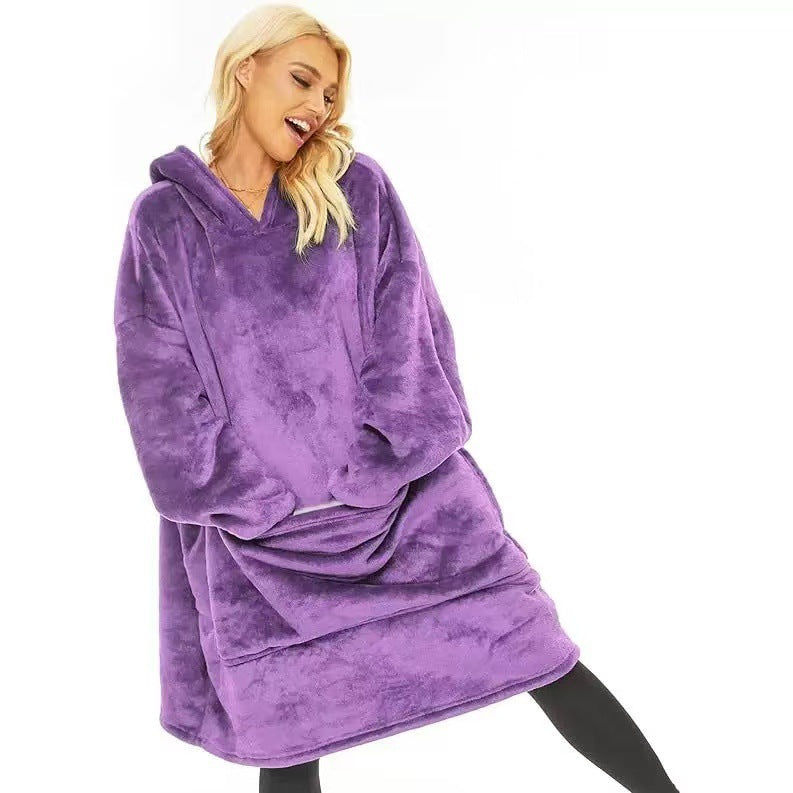 Amazon bestseller: autumn/winter flannel double-layer pajamas - fleece-lined, warm, long-sleeved, plus size, with pet pocket - loungewear