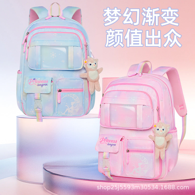 New high-value primary and secondary school schoolbag for girls, light children's backpack for girls in grades 3 to 6