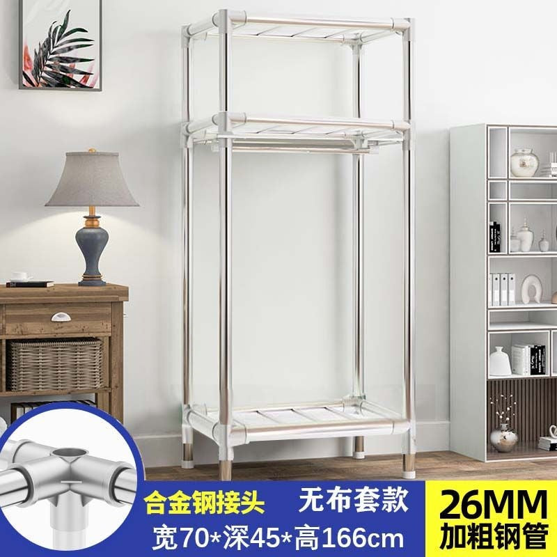 Alloy joint thickened and reinforced simple cloth wardrobe steel pipe for home storage bedroom assembly wardrobe steel frame rental house