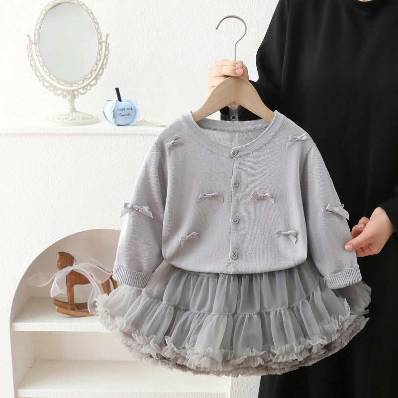 Girls' air conditioning cover-up,  new summer lightweight sun protection cardigan, stylish children's open front outerwear, princess dress set