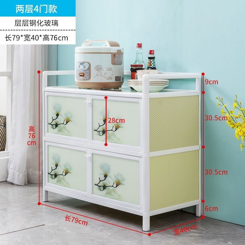 Aluminum alloy cupboard for home kitchen cabinet simple multi-functional stainless steel locker multi-layer stove storage cabinet box