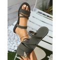 Export women's sandals plus sizenew arrival flip-flops retro one-word buckle flats cross-strap beach women's shoes sandal