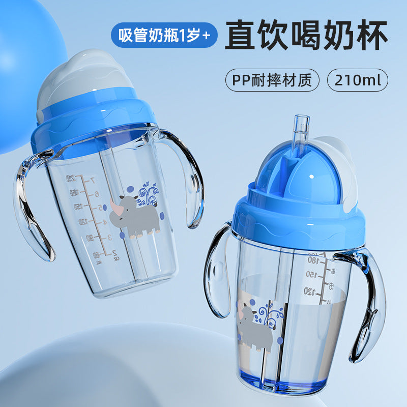 English boxed baby water cup baby learning drinking cup with handle direct drinking cup children's water cup anti-drop and leak-proof straw cup