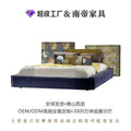 Foshan-made italian minimalist bed, designer mahjong bed, villa large master bedroom fabric wholesale double bed