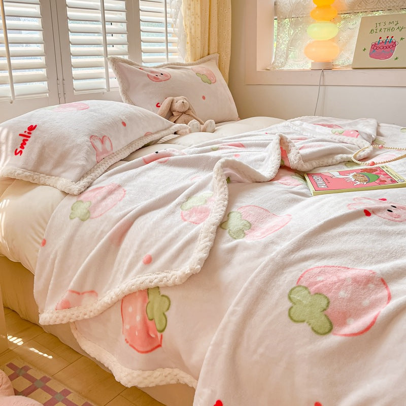 Winter flannel blanket thickened warm coral fleece blanket milk fleece nap blanket office blanket wholesale