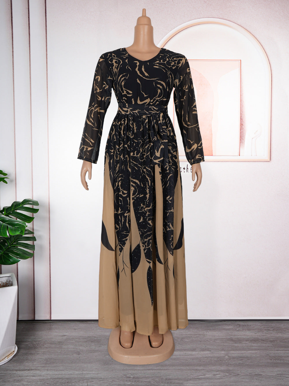 fashiondress african women's plus size  long sleeveseleganceprinting chiffon long skirt