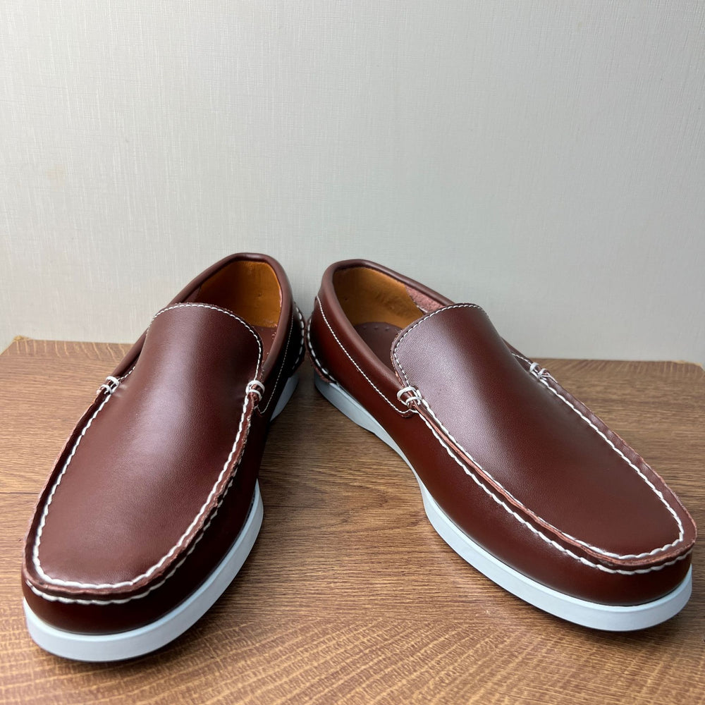 Men's loafers casual leather slip-on shoes - simple style, business commute, plus size available - real product photos