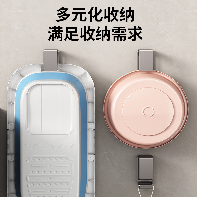 Retractable washbasin storage rack, toilet free punching, bathroom basin hook artifact, wall-mounted washbasin rack