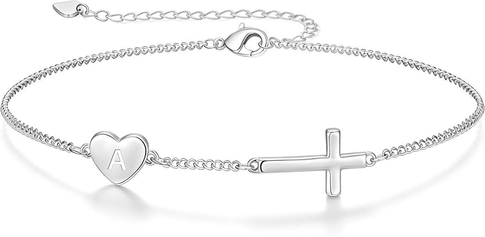 European and american cross-border hot-selling 26 letter bracelet for women, copper, personalized elegant fashion heart-shaped letter bracelet bangle wholesale