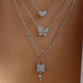 Butterfly love necklace wholesale fashionnew arrivalstylish jewelry key pendant multi-layer women's street photography crystal sweater chain