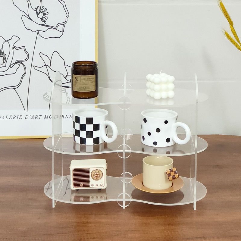Nordic style acrylic perfume display rack, multi-tier mug organizer, desktop aromatherapy diffuser and water glass storage shelf