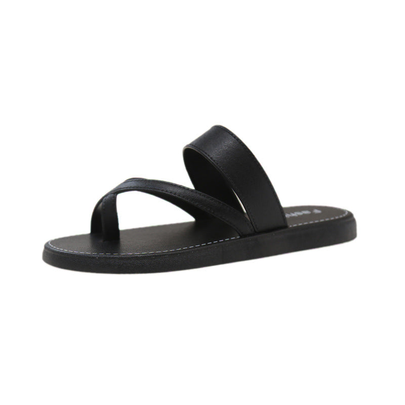 Women's slippers 2025 summer outdoor wear korean style sandals retro elegant french fairy style soft flat bottom beach sandals