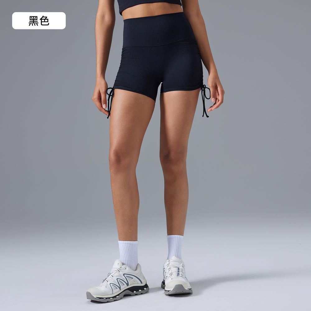 High-waisted, slim-fit yoga shorts for women - no t-line, ruched design, slimming, booty-lifting, workout shorts for summer - d25109
