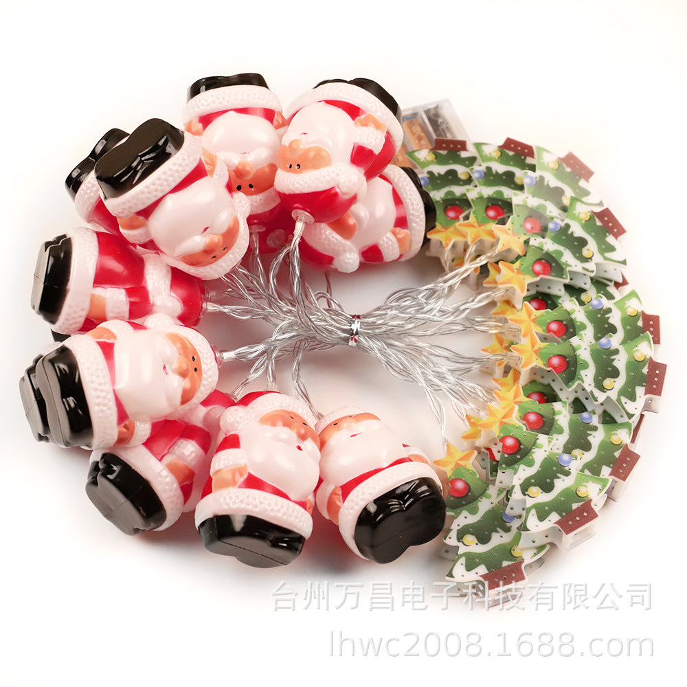 LED Santa Claus Head Christmas Tree Mixed Light String Creative Snowman Light String LED Christmas Decoration Flash Lights
