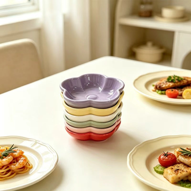 Carefully selected ins cream style creative plate for home hot pot dipping dish side dish pickles vinegar plate ceramic flavor plate wholesale
