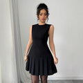 cross-border european and american style women's casual sleeveless elegant solid color ruffle mini dress - direct supply for cross-border e-commerce
