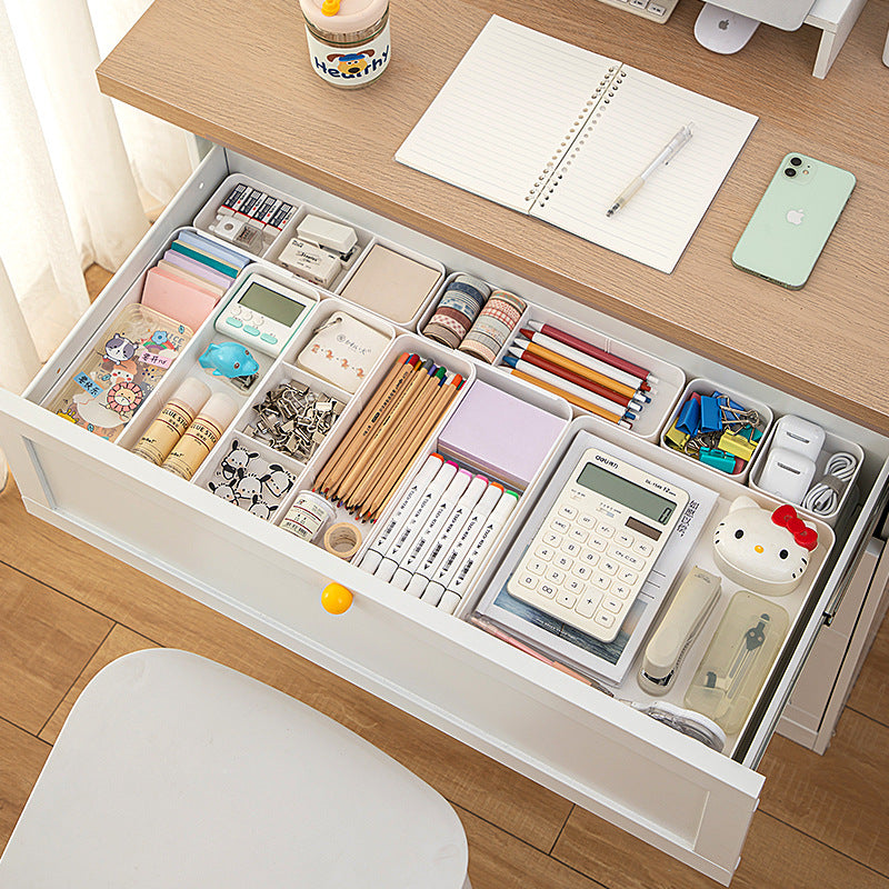 Multifunctional Square Storage Box Grid Plastic Retractable Storage Box Desktop Drawer Storage Stationery Storage Box