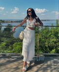 Frenchniche style chic super fairy whitedress women's seaside vacation style scheming cut out small flying sleeves large swing long skirt