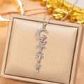 [titanium steel] fashion popular copper micro-embedded long moon necklace for women stylishfashion high-end clavicle chain accessories